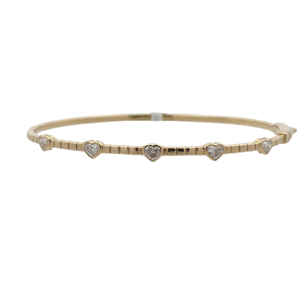 Bezel Heart Diamond Fluted Bangle