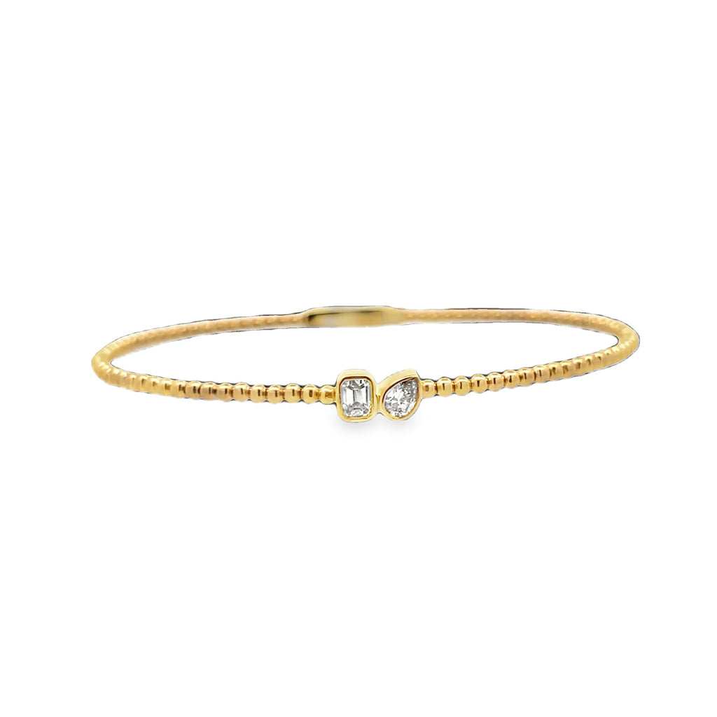Beaded Bezel Toi Et Moi Flexible Bangle