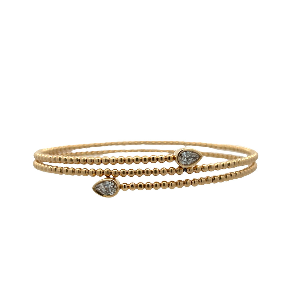 Beaded Pear Bezel Flexible Wrap Bangle