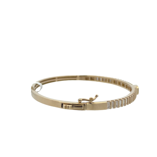 Channel Set Baguette & Bezel Emerald Cut Bangle