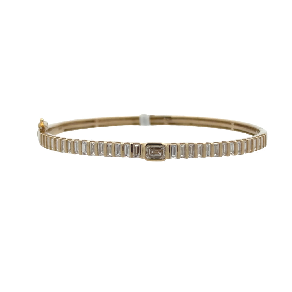Channel Set Baguette & Bezel Emerald Cut Bangle