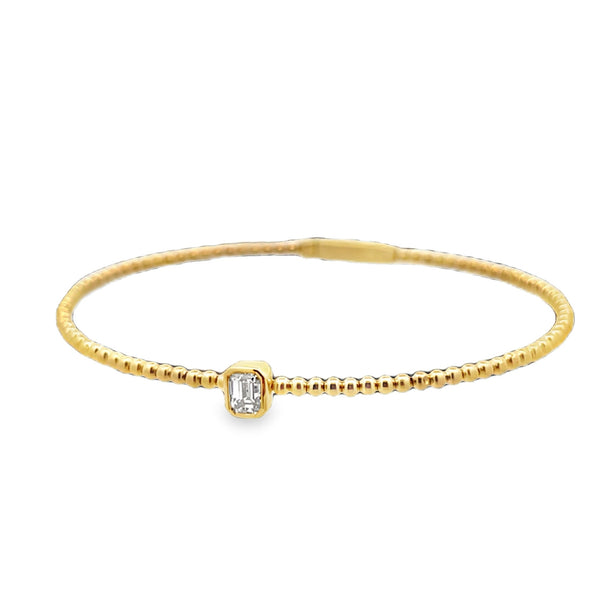 Beaded Bezel Emerald Flexible Bangle
