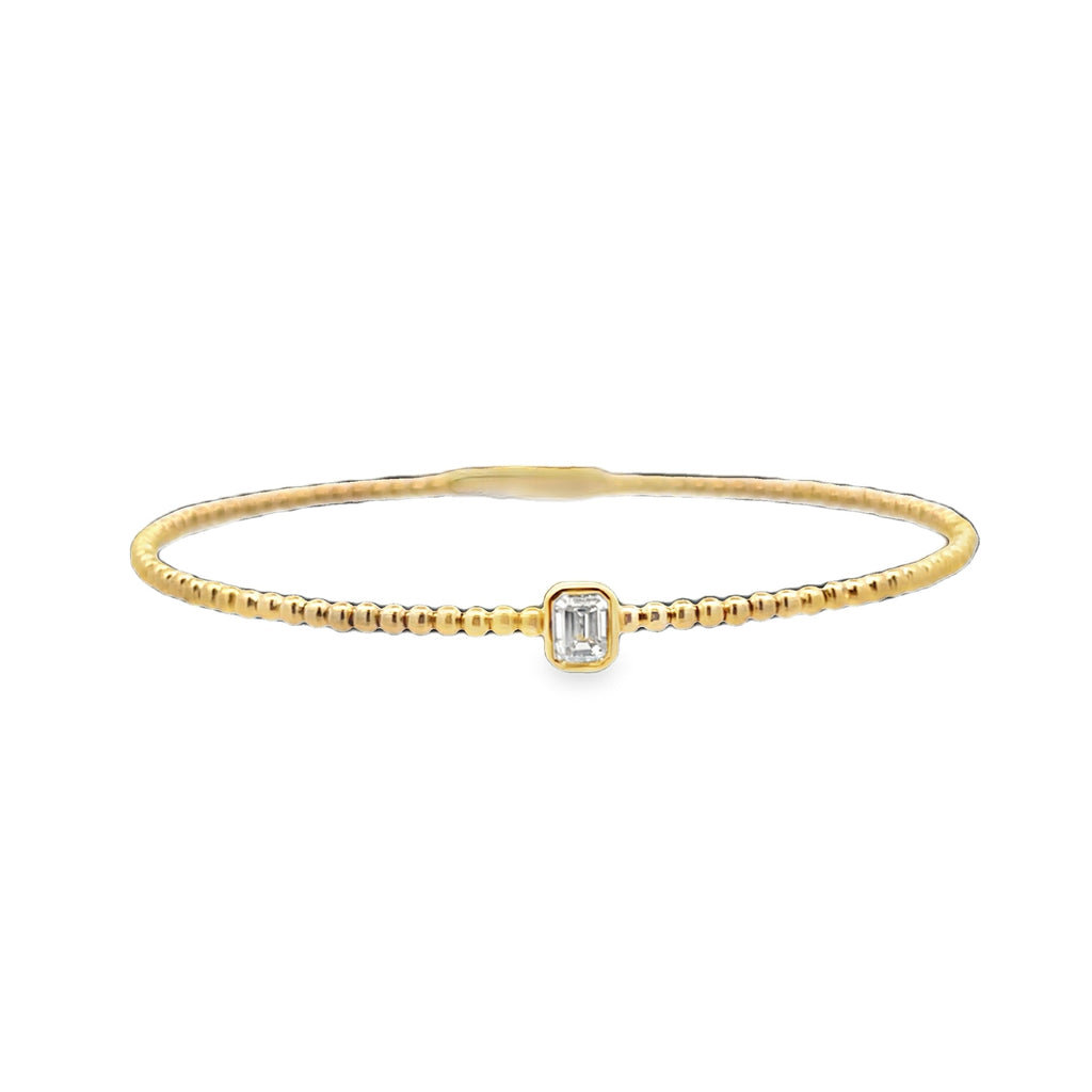 Beaded Bezel Emerald Flexible Bangle