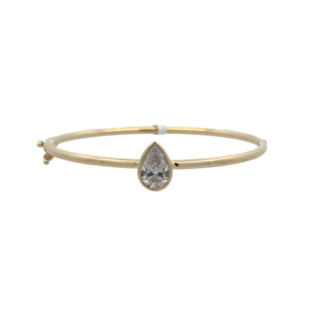 Lab-Grown Bezel Pear Solitaire Bangle
