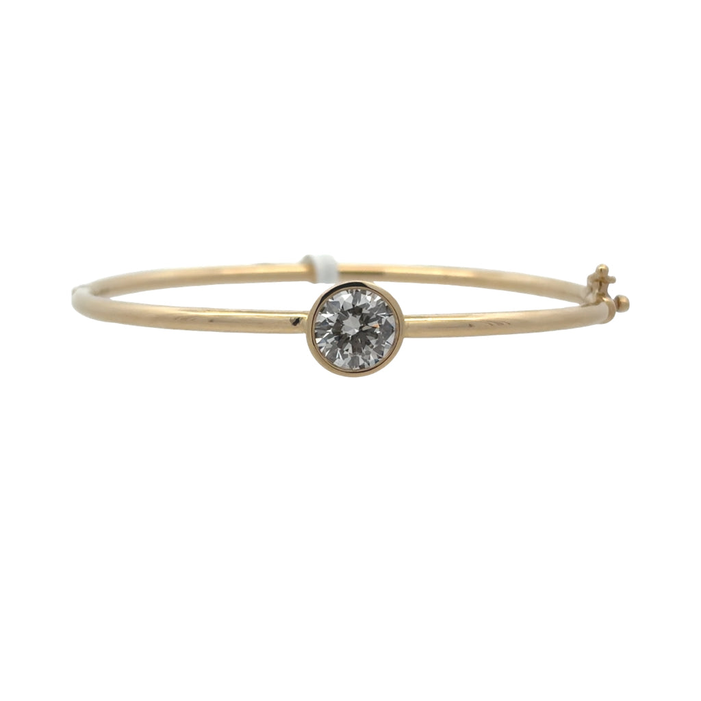 Lab-Grown Bezel Round Solitaire Bangle