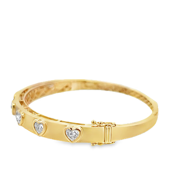 Lab-Grown Brushed Gold Heart Bangle