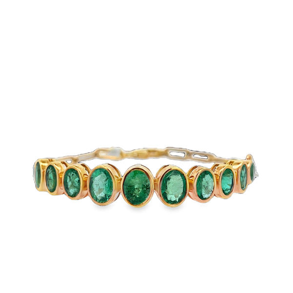 Bezel Oval & Pear Emerald Half Paperclip Bracelet