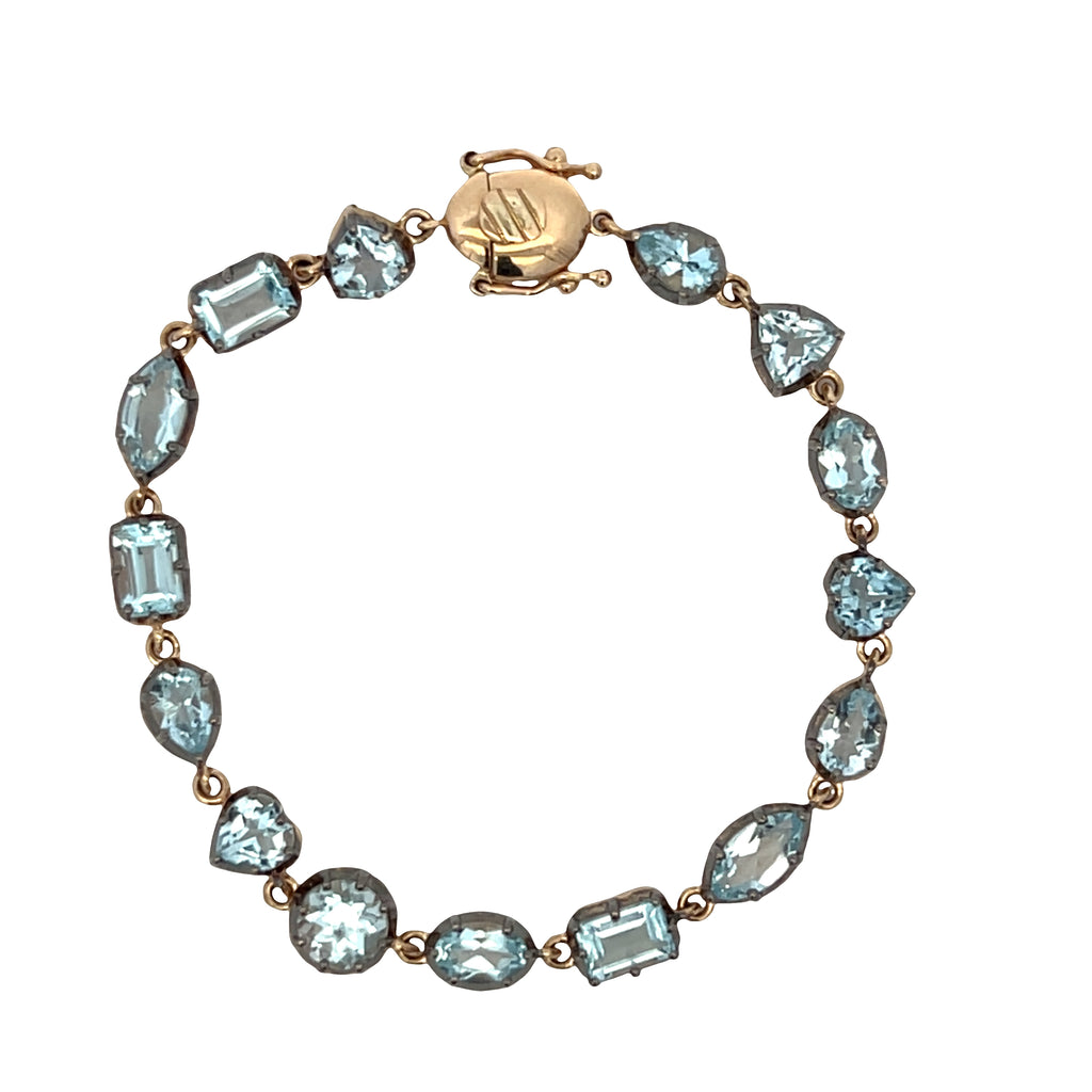 Mix Shape Georgian Set Black Rhodium Blue Topaz Bracelet