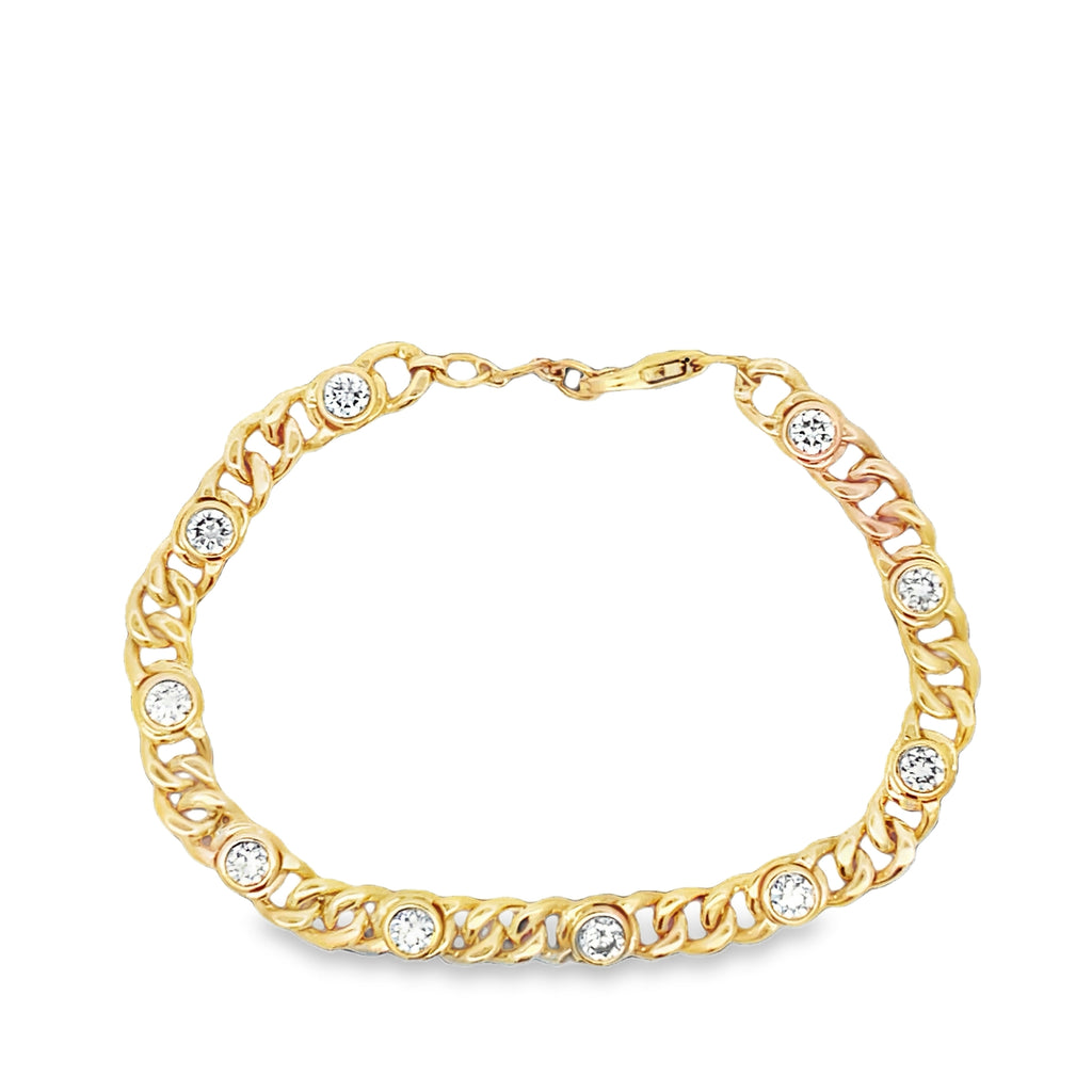 Bezel Diamond Cuban Chain Bracelet