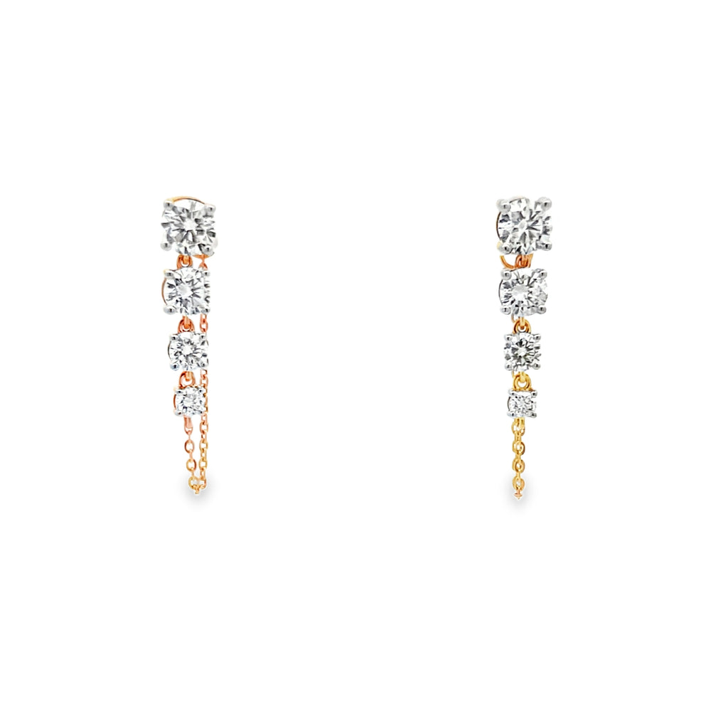 Lab-Grown Graduated Diamond Chain Earrings
