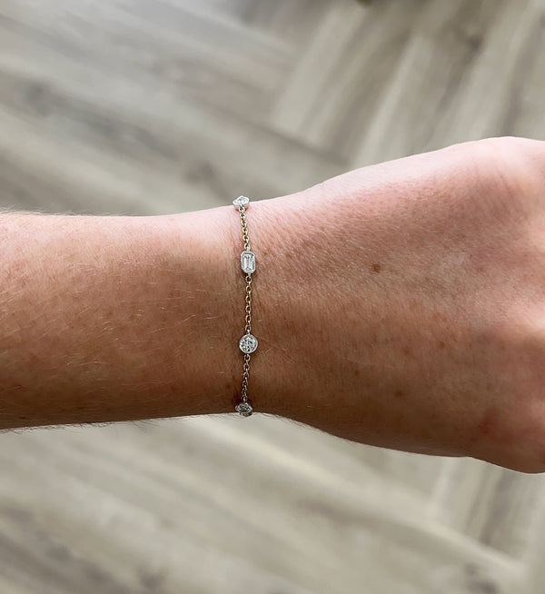 Lab-Grown Bezel Multi-Shape Chain Bracelet