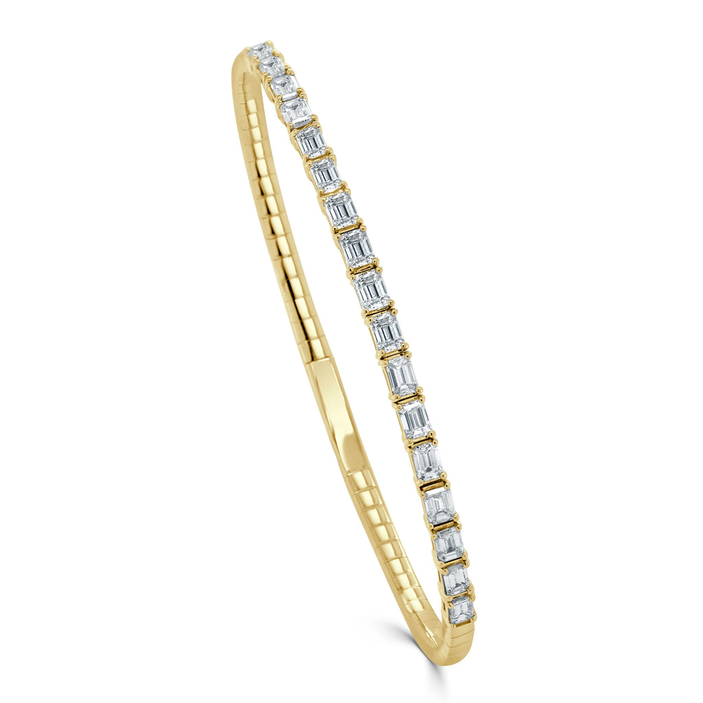 Gold & Emerald-Cut Flexible Bangle