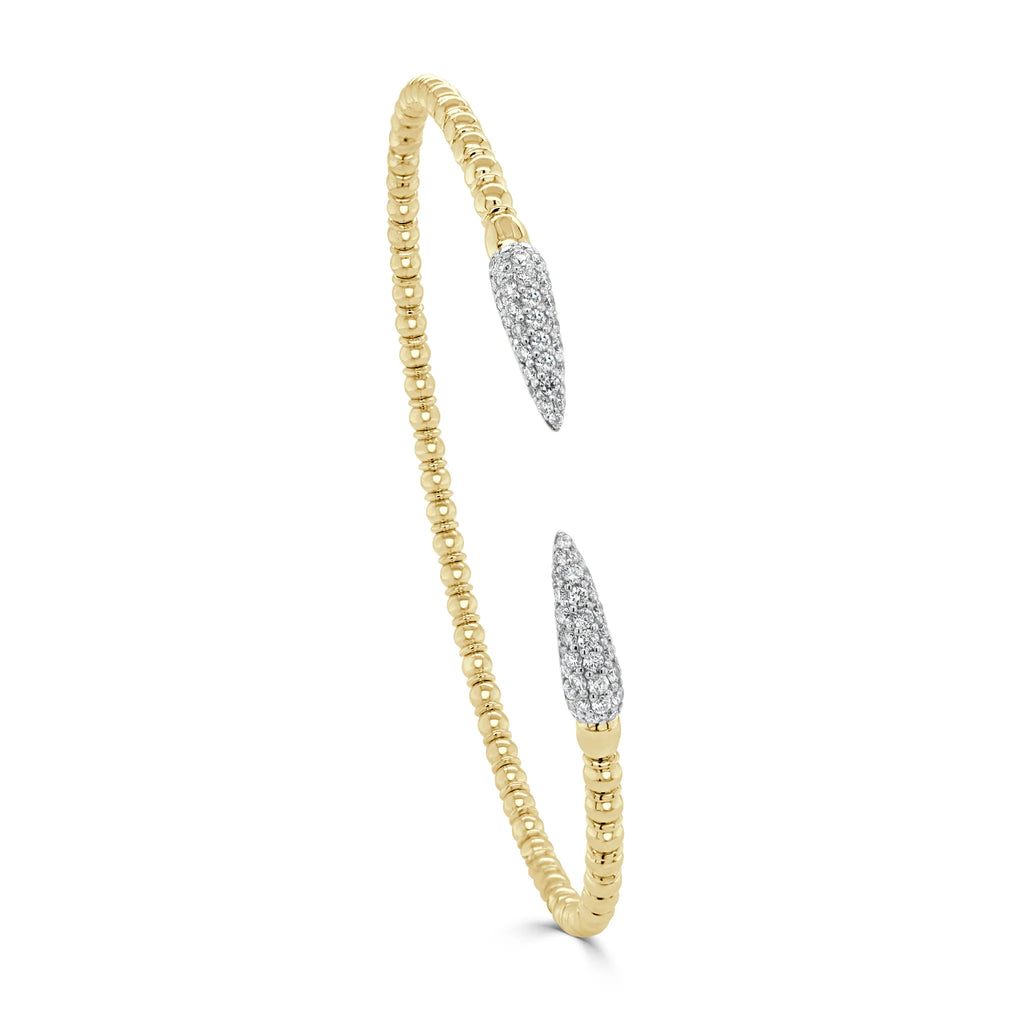 Gold & Diamond Open Beaded Flexible Bangle