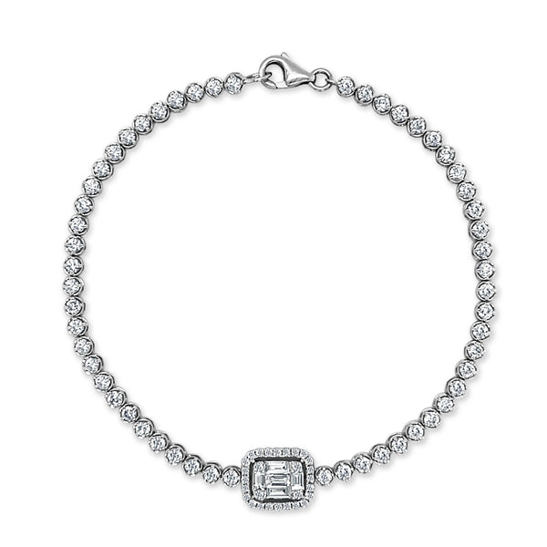 Baguette & Round Diamond Tennis Bracelet