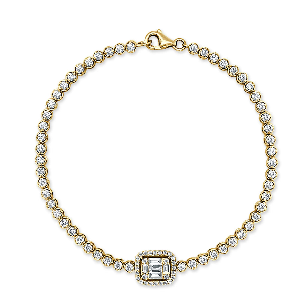 Baguette & Round Diamond Tennis Bracelet