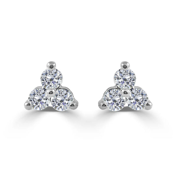 Gold & Diamond Trio Stud Earrings