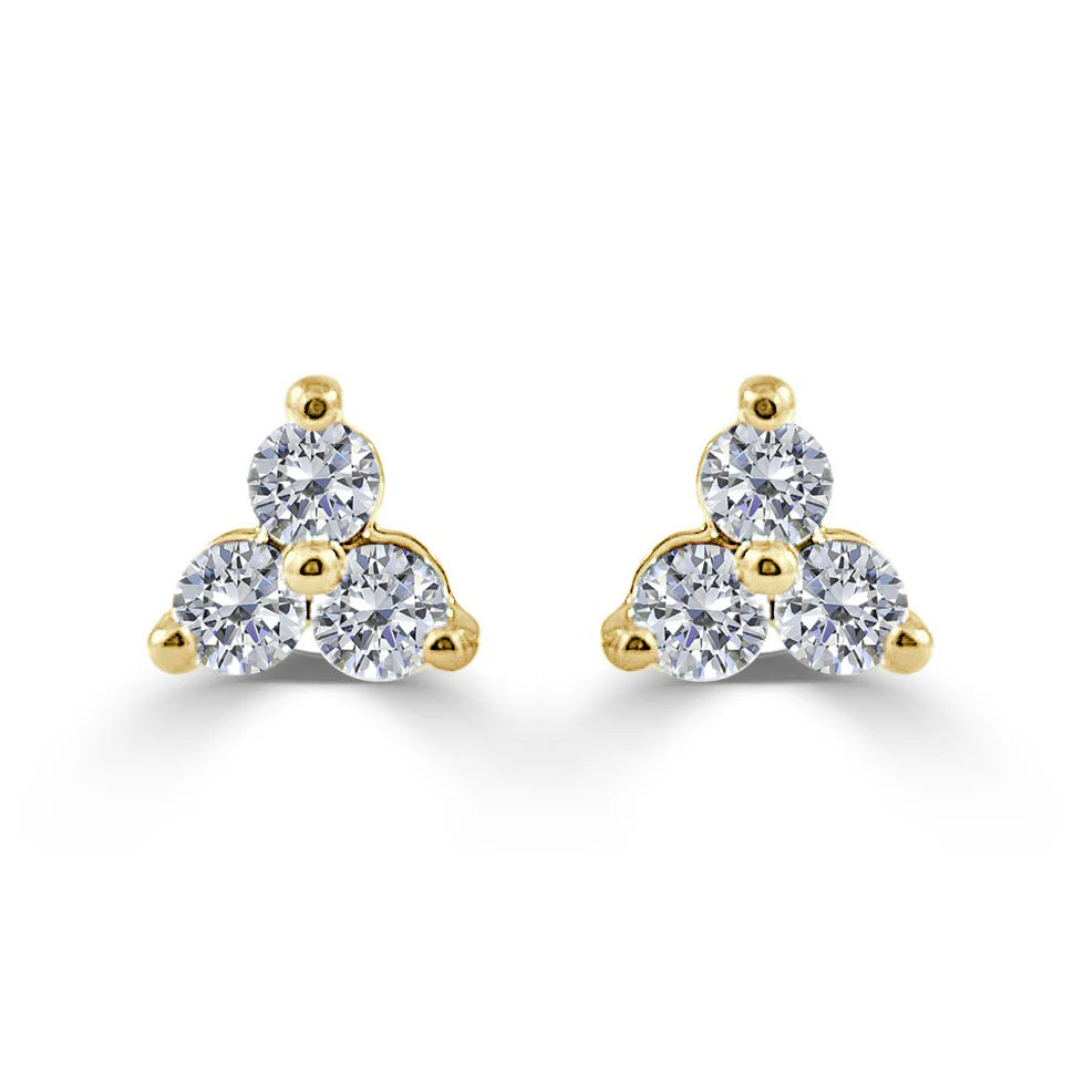 Gold & Diamond Trio Stud Earrings