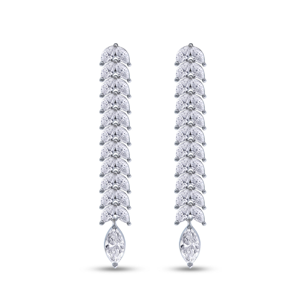Lab-Grown Double Row Marquise Dangle Earrings