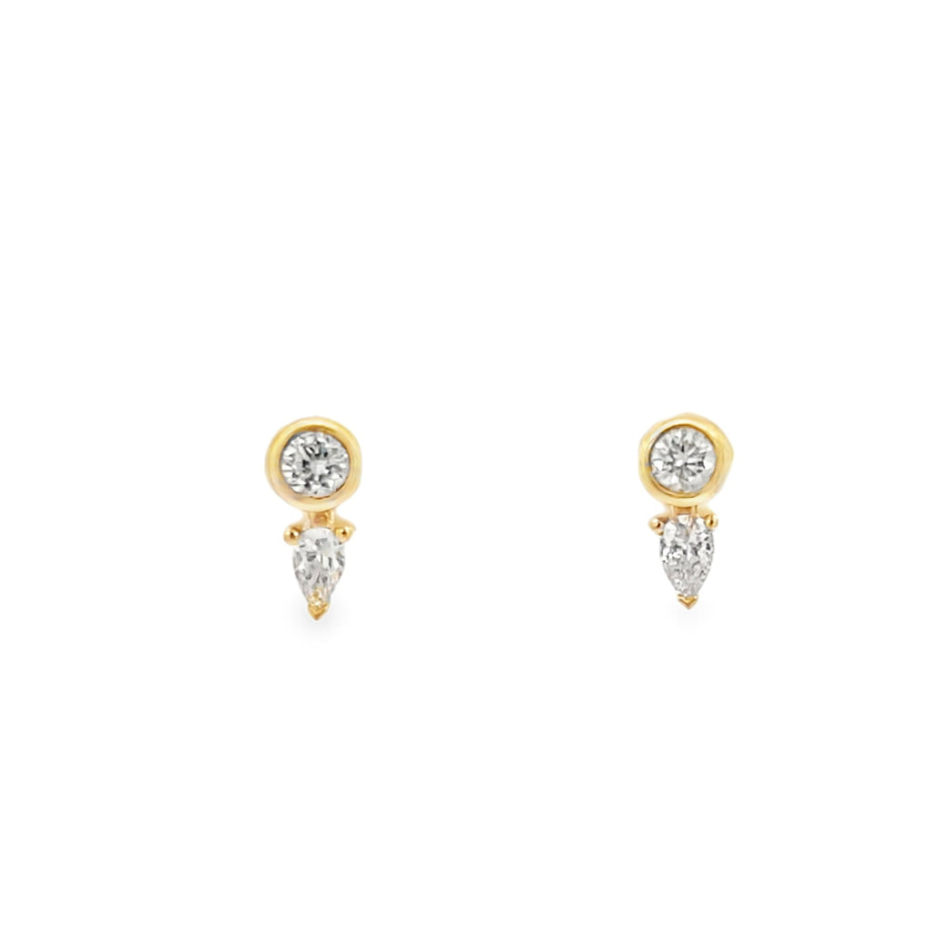 Lab-Grown Dainty Round & Pear Removable Jacket Earrings