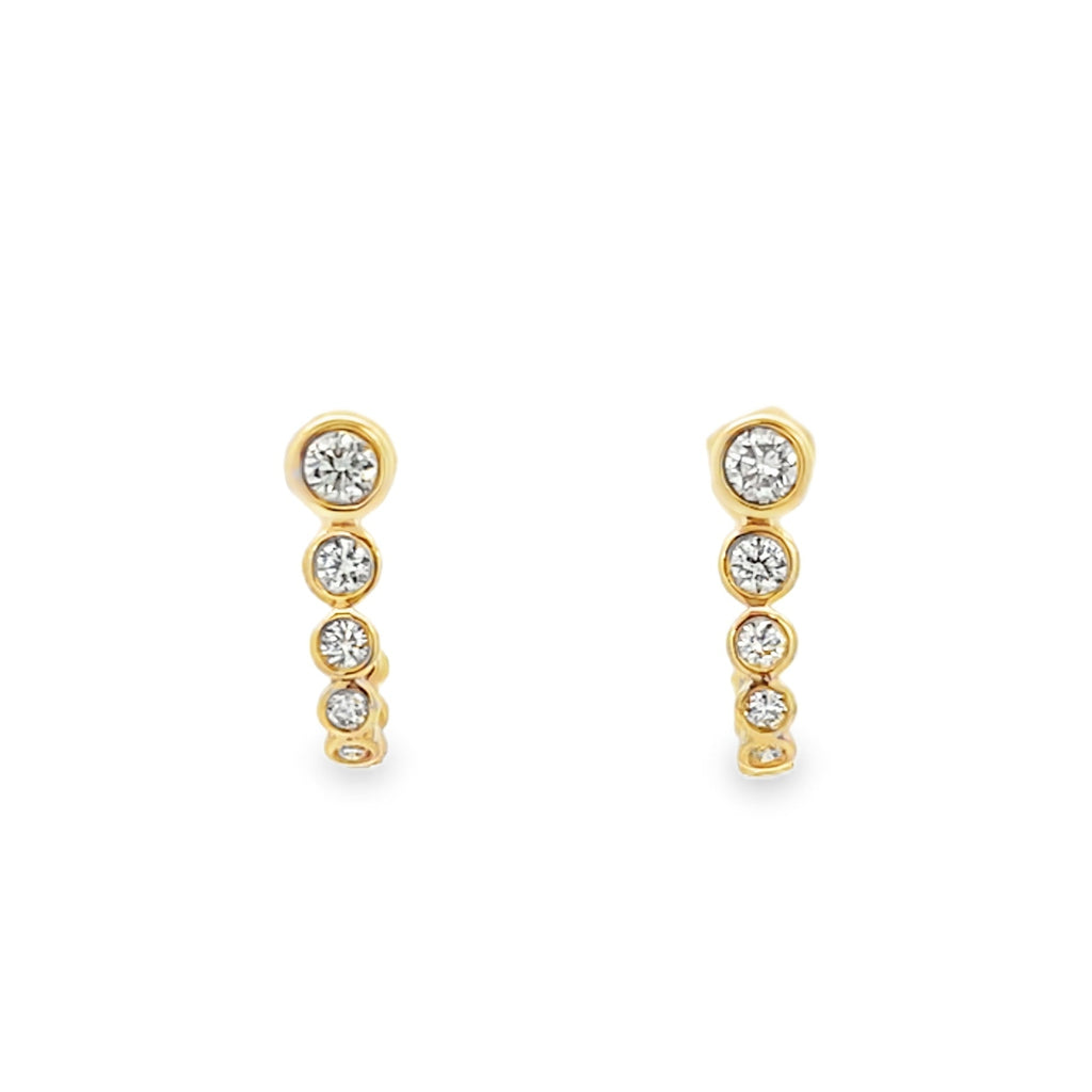 Lab-Grown Diamond Bezel Round Jacket J Hoop Earrings