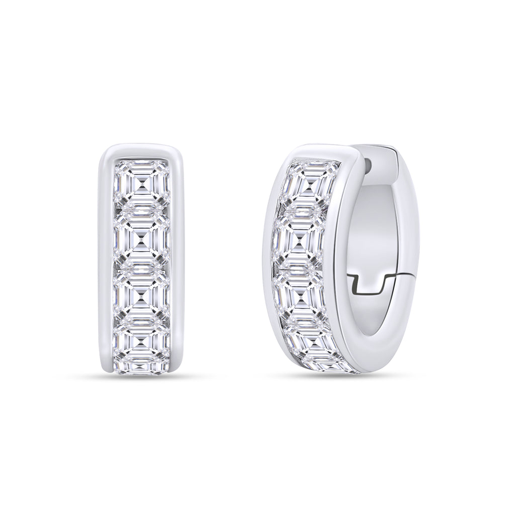 Lab-Grown Channel Set Asscher Huggies