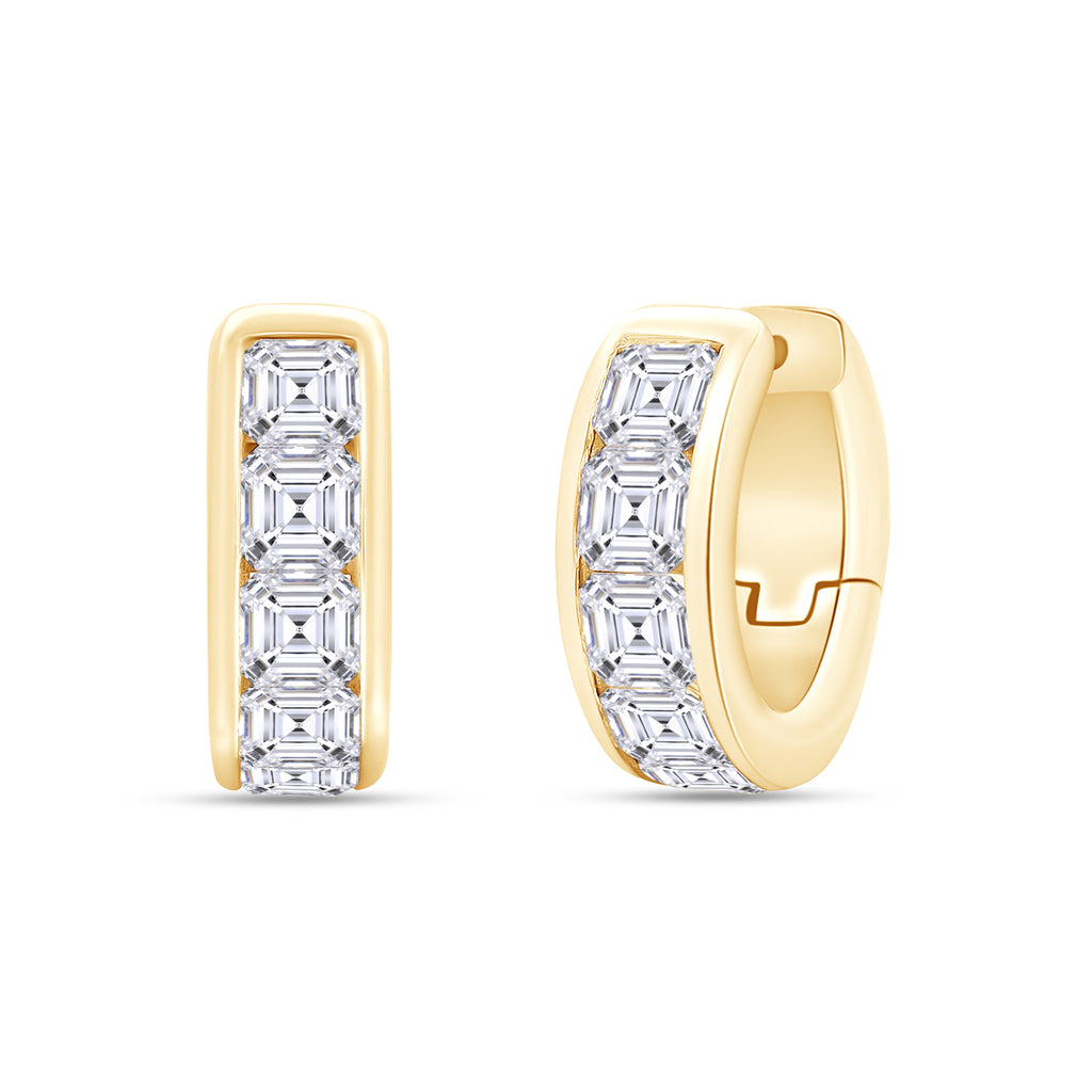 Lab-Grown Channel Set Asscher Huggies