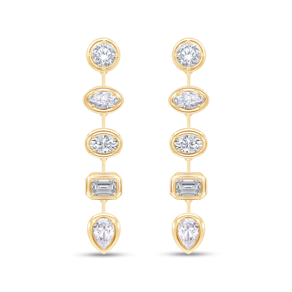 Lab-Grown Bezel Multi-Shape Dangle Earrings