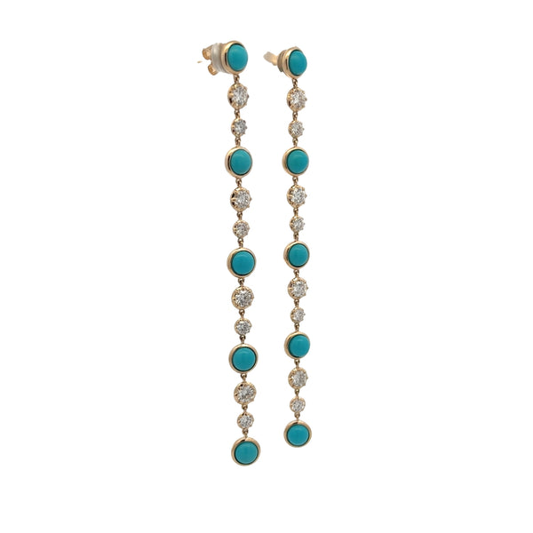 Bezel Turquoise & Diamond Duster Earrings
