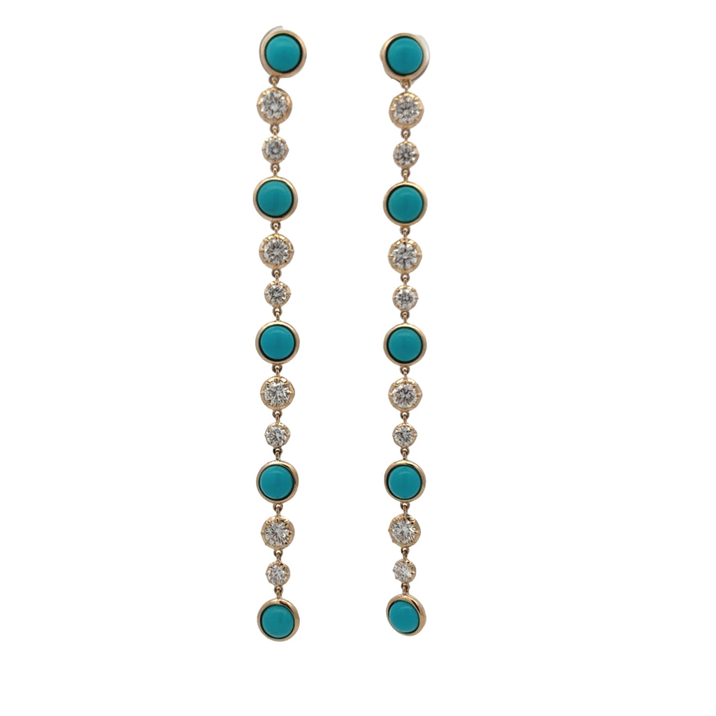 Bezel Turquoise & Diamond Duster Earrings