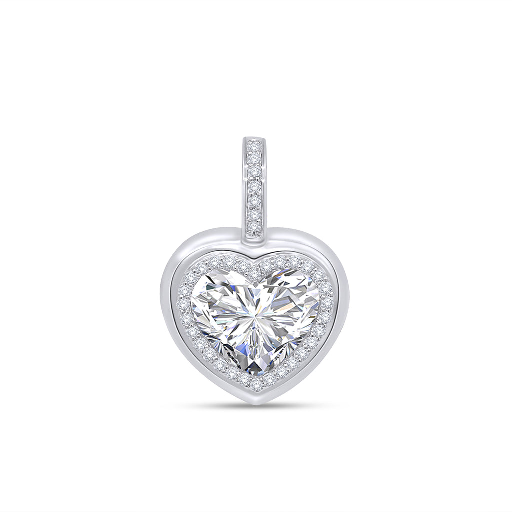 Lab-Grown Halo Heart Shaped Button Charm