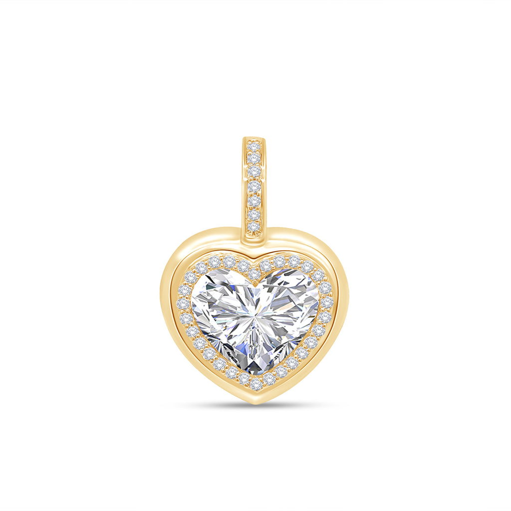 Lab-Grown Halo Heart Shaped Button Charm