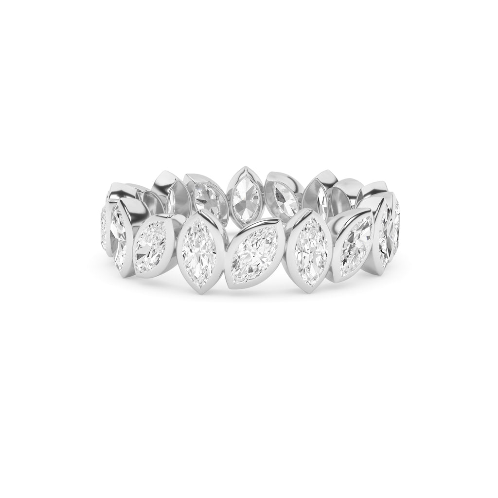 Lab-Grown Offset Bezel Marquise Eternity Band