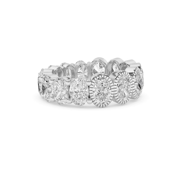 Lab-Grown Oval Prong/Deco Bezel Eternity Band