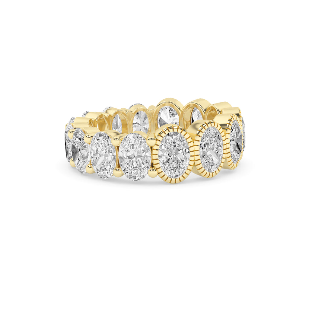 Lab-Grown Oval Prong/Deco Bezel Eternity Band