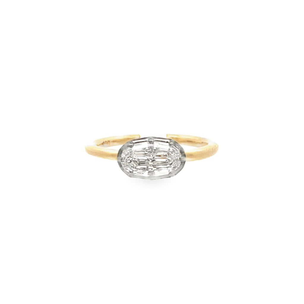 Lab-Grown Step Cut Oval Black Rhodium Pinky Ring