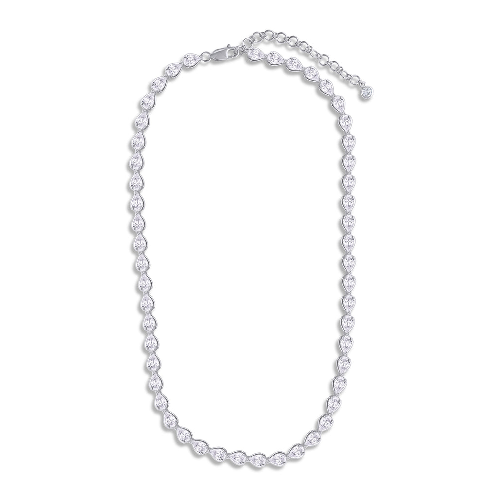 Lab-Grown 16.6 CTW East/West Pear Tennis Necklace