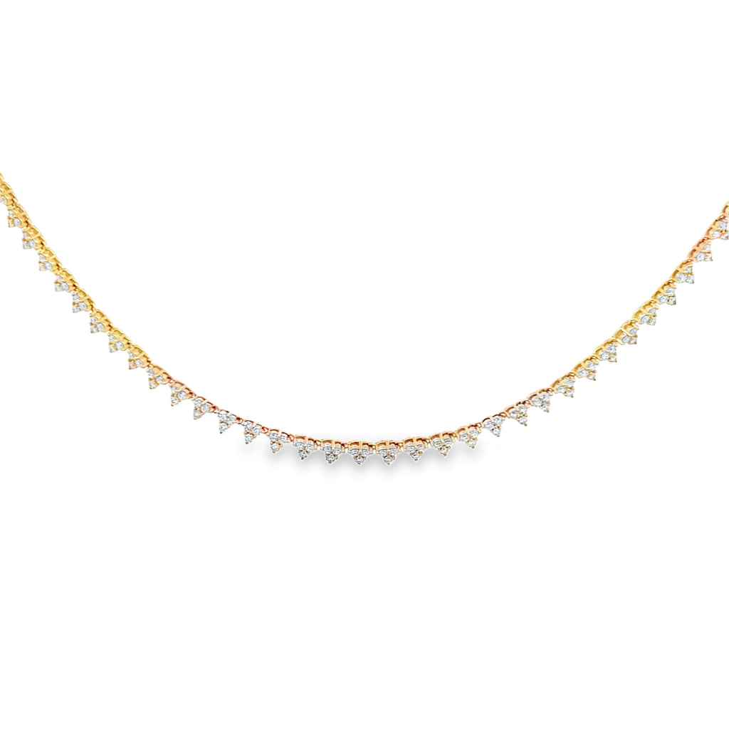 Lab-Grown Dainty Three Stone Half Chain Necklace