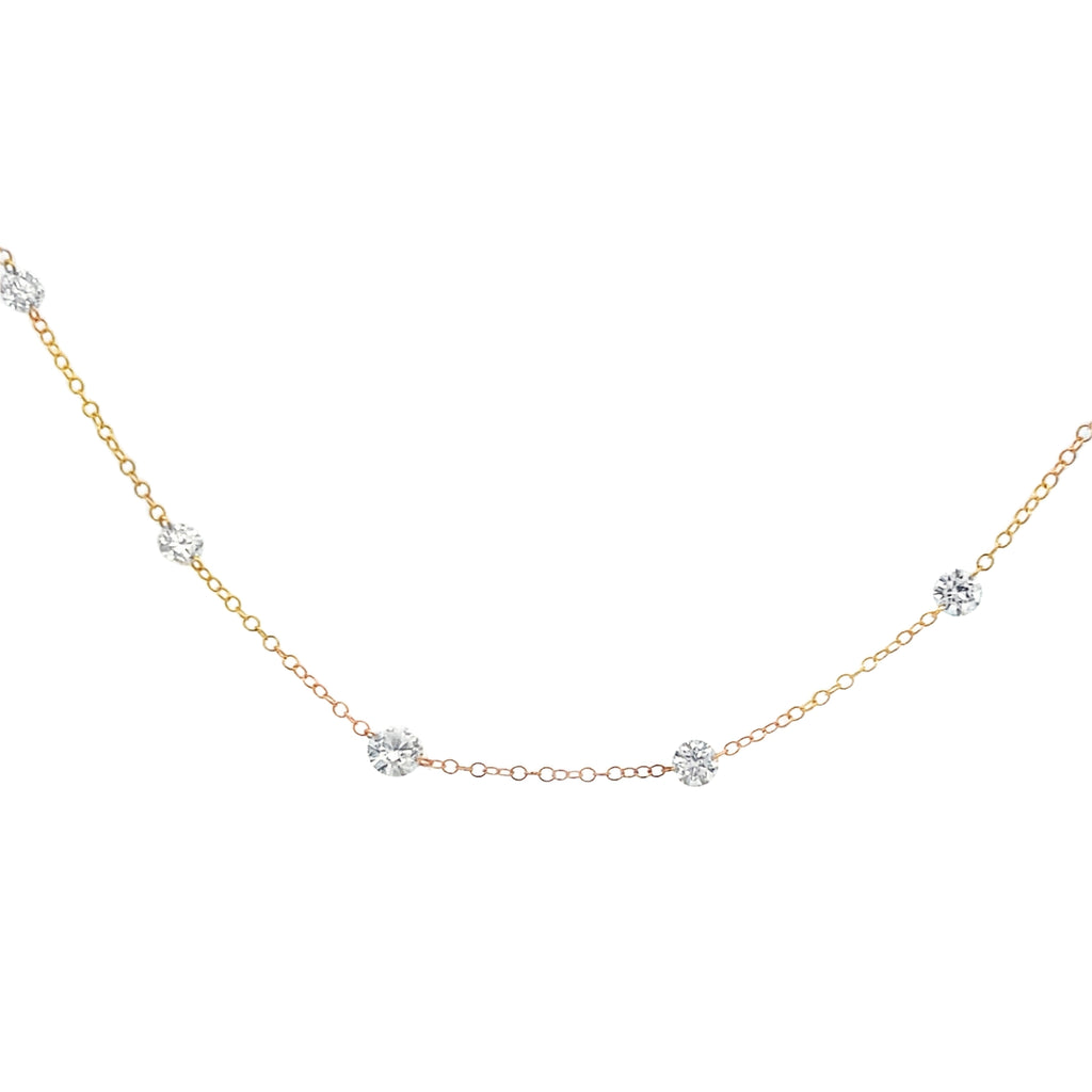 Lab-Grown Round Drilled Diamond Station Necklace