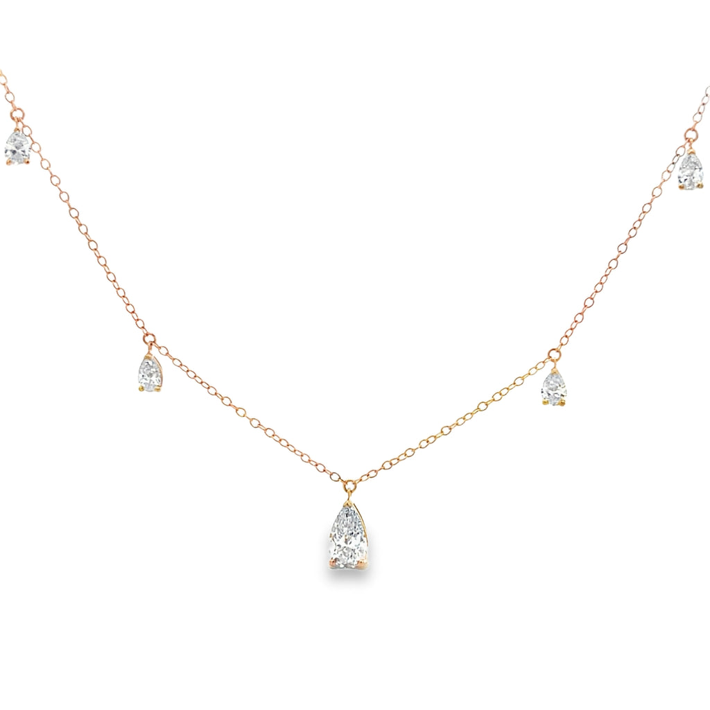 Lab-Grown Pear Dangle Diamond Necklace
