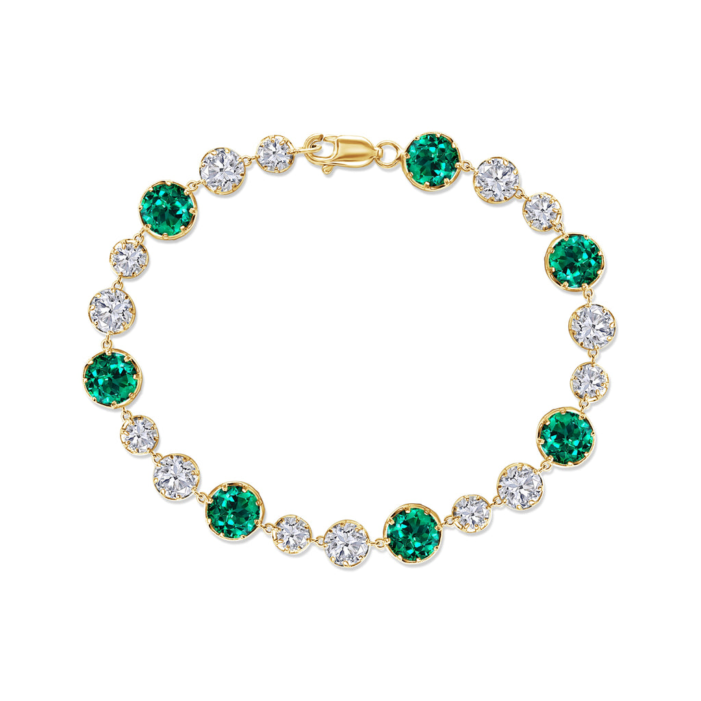 Lab-Grown Emerald & Diamond Georgian Bracelet
