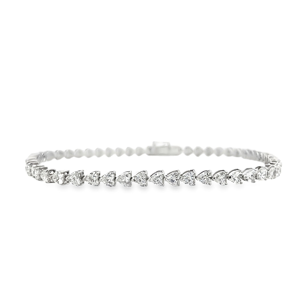 Lab-Grown Heart Shaped 3/4 Tennis Bracelet