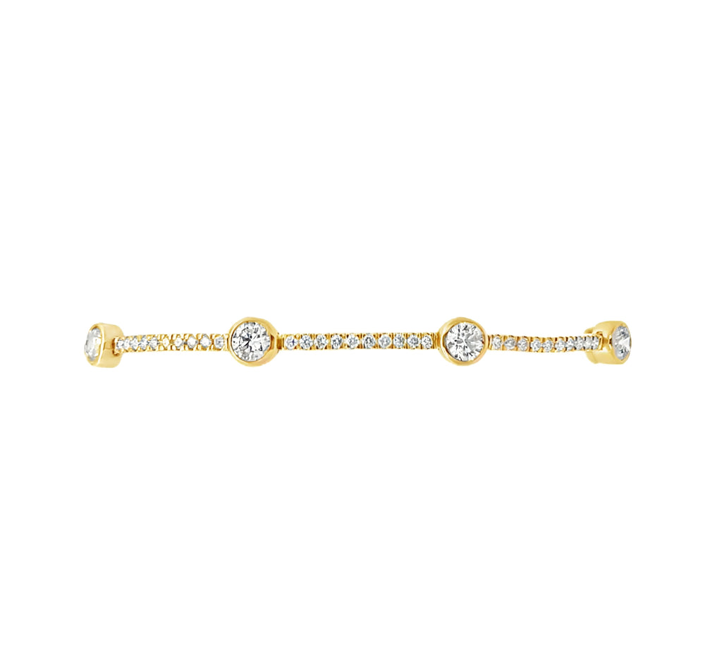 Lab-Grown Bezel Round & Pave Bar Flexi Bangle