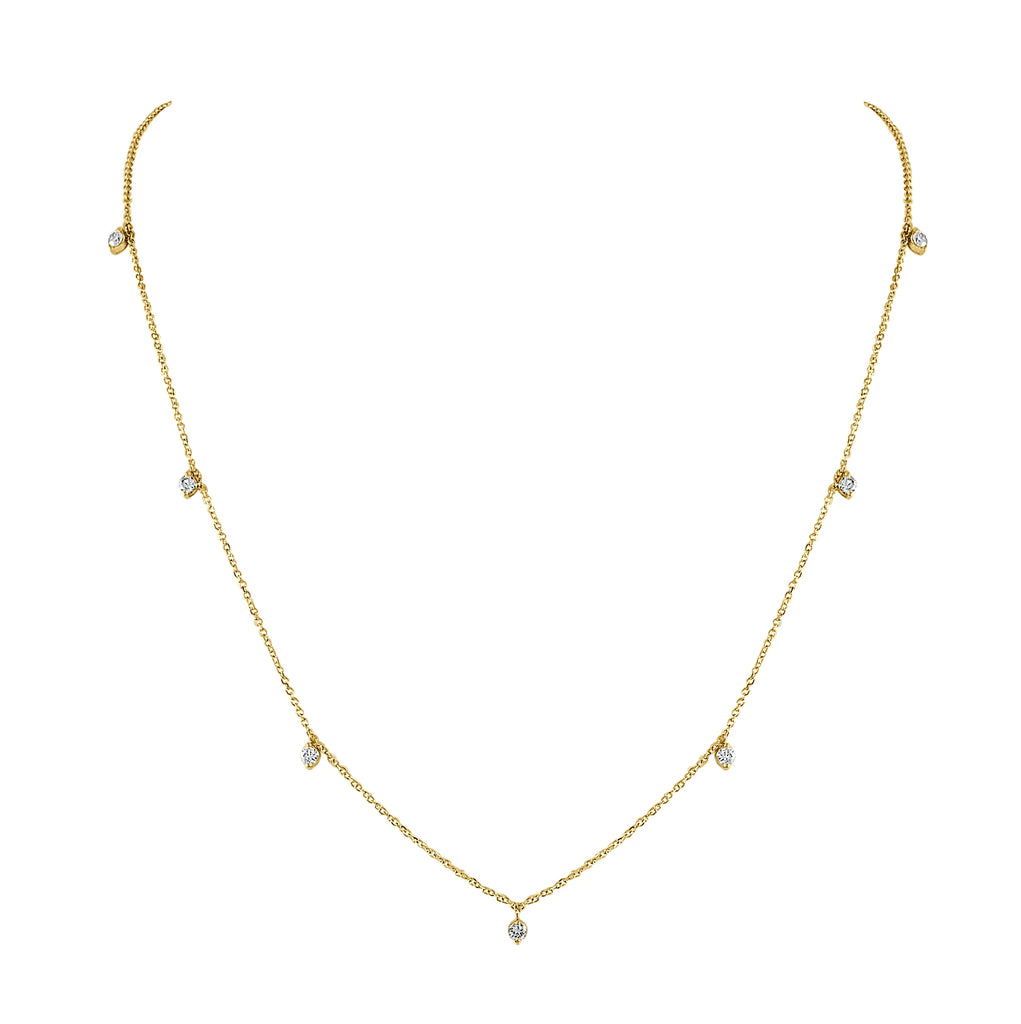 14k Gold & Dangle Diamond Necklace