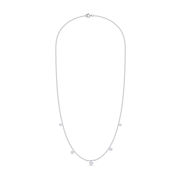 Sterling Silver- Lab-Grown Drilled Diamond Dangle Necklace