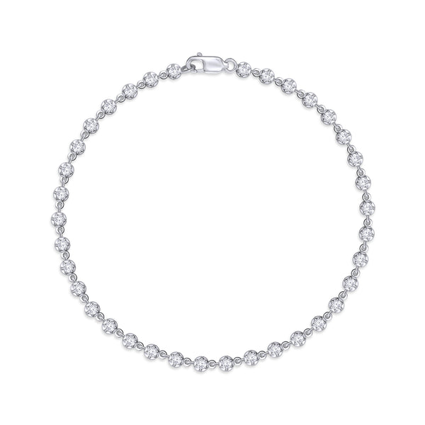 Sterling Silver- Lab-Grown Georgian Set Chain Tennis Bracelet