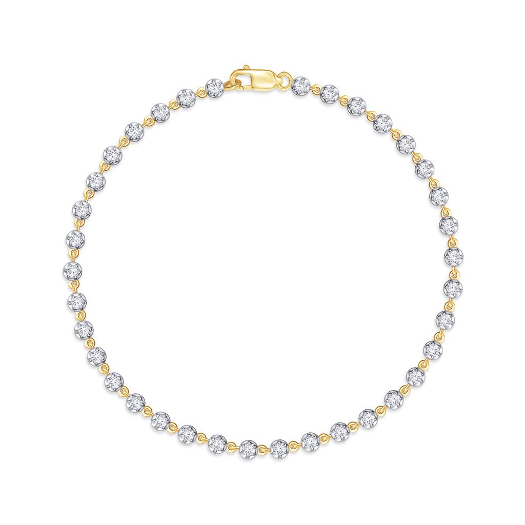 Sterling Silver- Lab-Grown Georgian Set Chain Tennis Bracelet