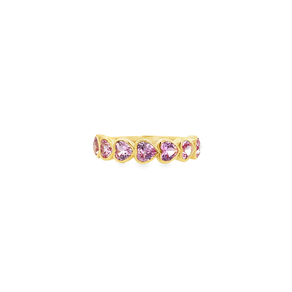 Lab-Grown Bezel Pink Sapphire Heart Ring