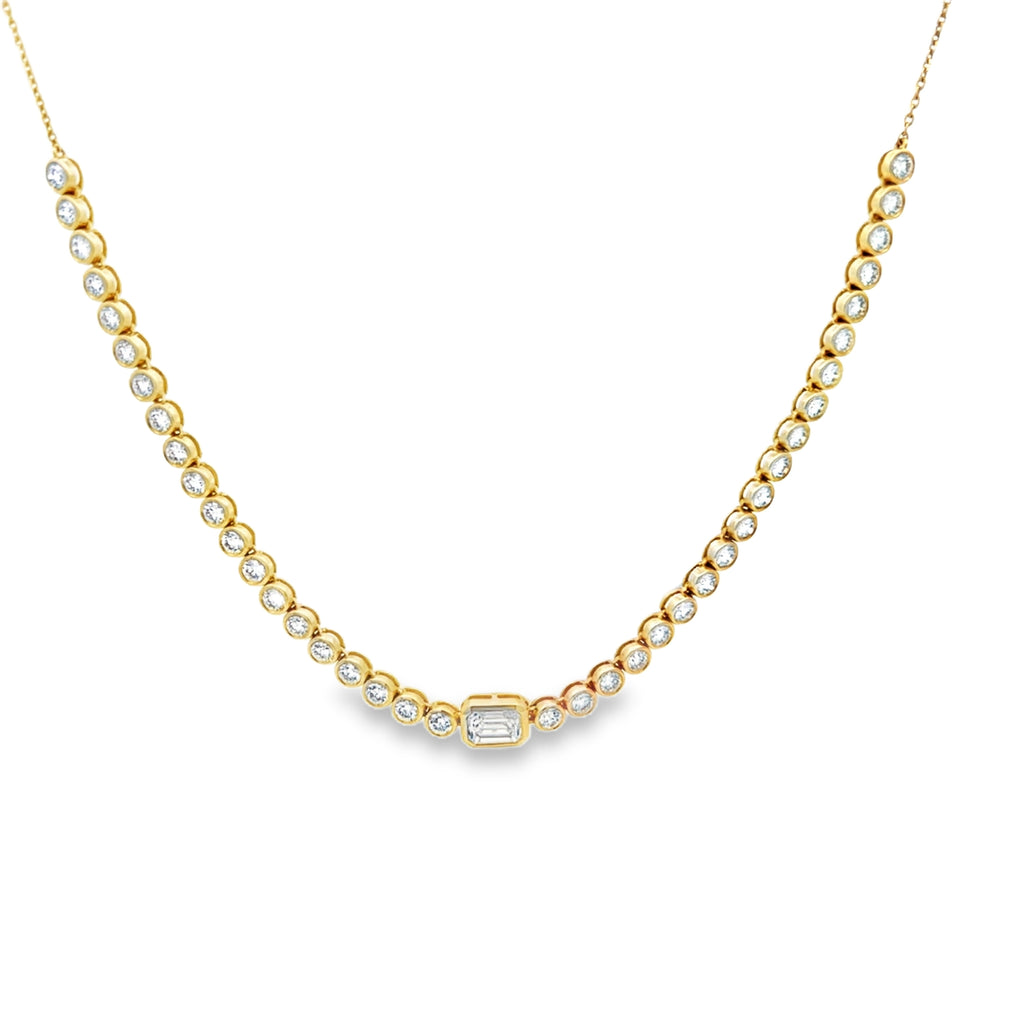 Lab-Grown Halfway Round & Emerald Bezel Necklace