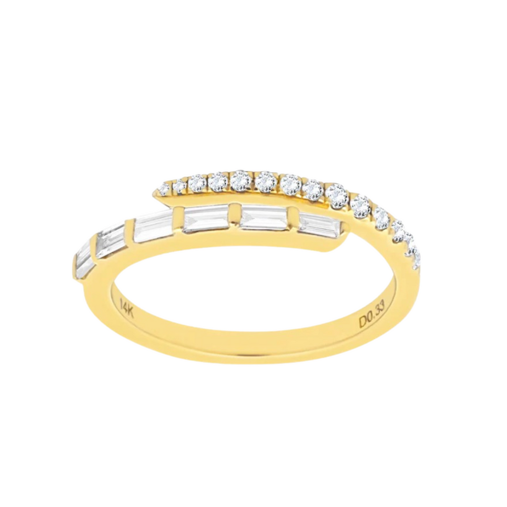 Baguette & Round Open Wrap Ring