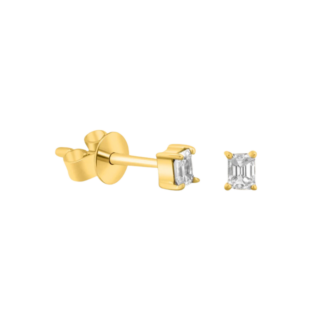 Dainty Emerald Cut Diamond Studs